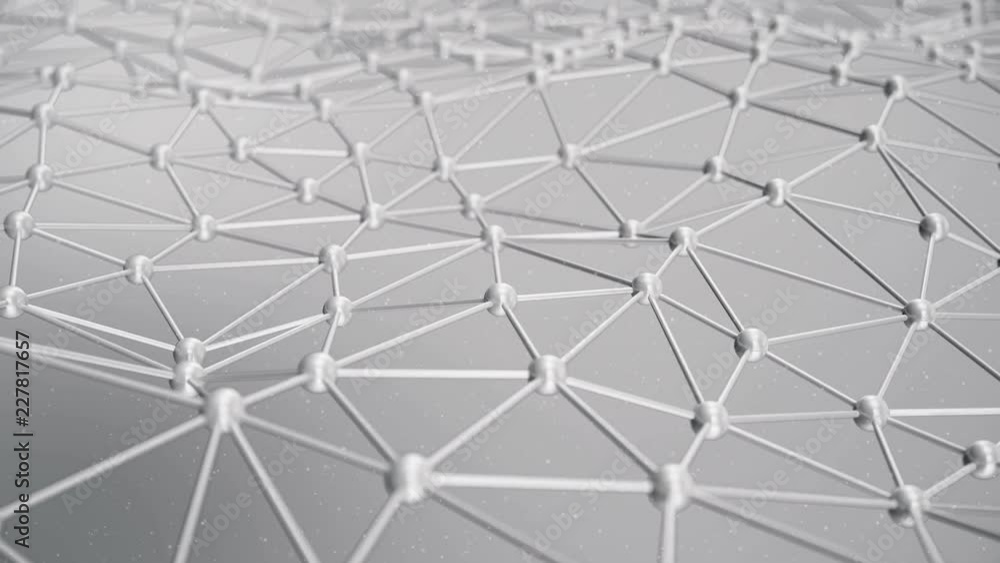 Poster slow motion of molecular structure at the level of atoms. slow motion of triangular mesh with partic