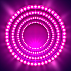 Show light podium purple background. Vector illustration