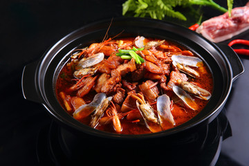 Pork pot with wild bamboo shoots