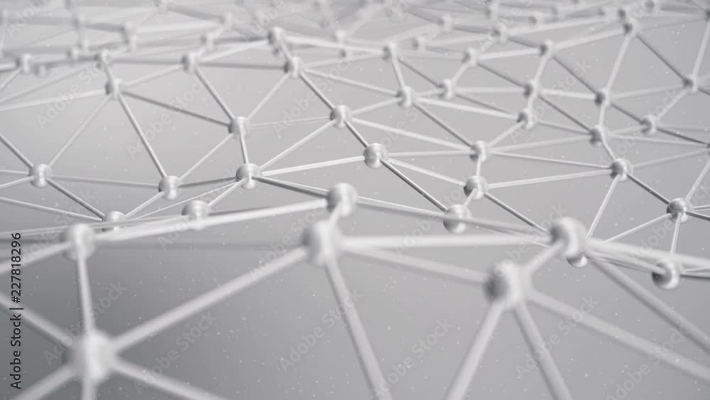 Poster slow motion of molecular structure at the level of atoms. slow motion of triangular mesh with partic
