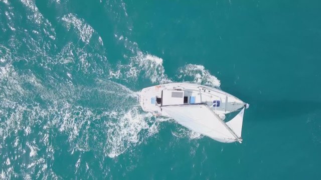 Sailing Yacht at The Mediterranean Sea - Aerial footage