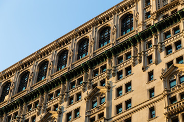 New York City / USA - AUG 22 2018: 115 BROADWAY buildings exterior detail in Lower Manhattan