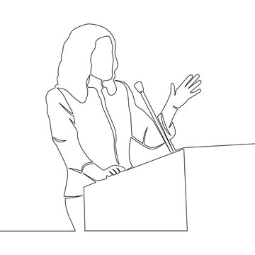 recommend clip art: continuous line drawing business woman speaker