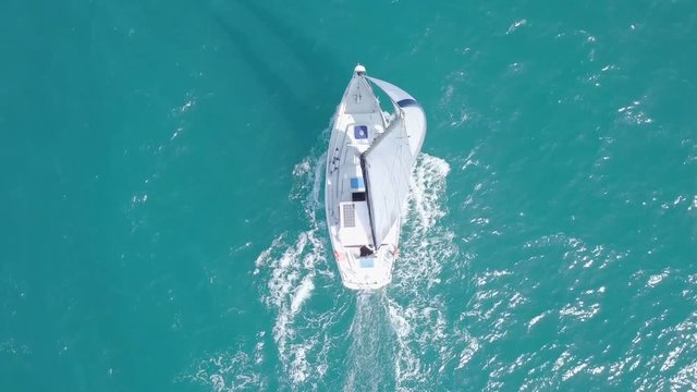 Sailing Yacht at The Mediterranean Sea - Aerial footage