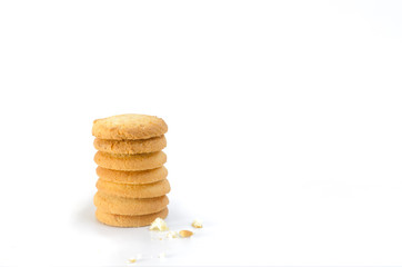 multi layer cookie on white background and a bit crack on ground