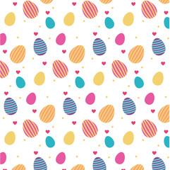 Easter eggs vector seamless pattern on white background. Vector illustration for Easter postcard, background, gift papaer, fabric.