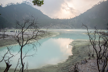 The  volcanic white crater in Indonesia called Kawah Putih