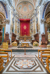 Fototapeta premium Main altar in the Cathedral of San Pietro (Saint Peter) in Modica. Sicily, southern Italy.