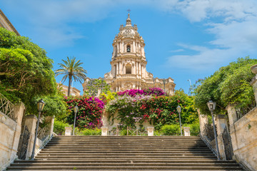 Duomo of San Giorgio in Modica, fine example of sicilian baroque art. Sicily, southern Italy.