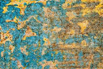 Blue-orange bizarre shape rusting metal