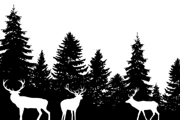 Forest with deers