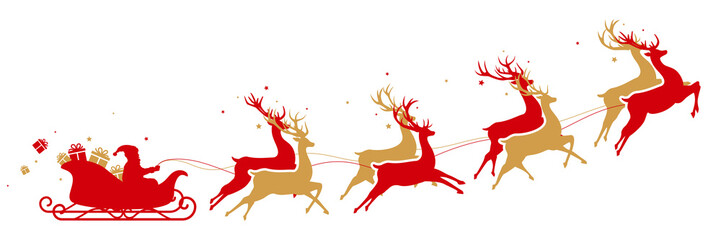 Gold and red Santa sleigh vector