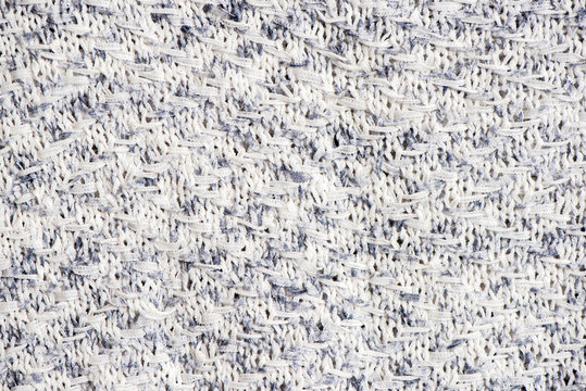 Striped white and blue knit fabric texture, knitted patter