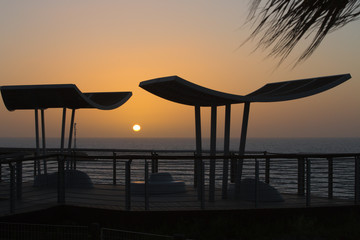 balcony near the sea on sunset