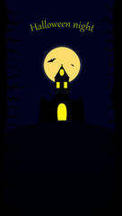 Castle on the night of Halloween. Great for a poster.Vector illustration EPS10.The font is called Gabriola