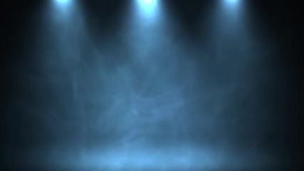 Three stage lights shining at studio. Seamless looping animation.