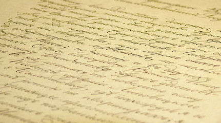 Sheet за paper with handwrited calligraphic text