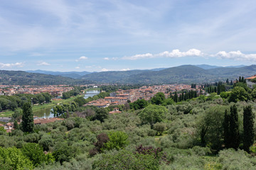 A view of the panorama of Tuscany in Italy.