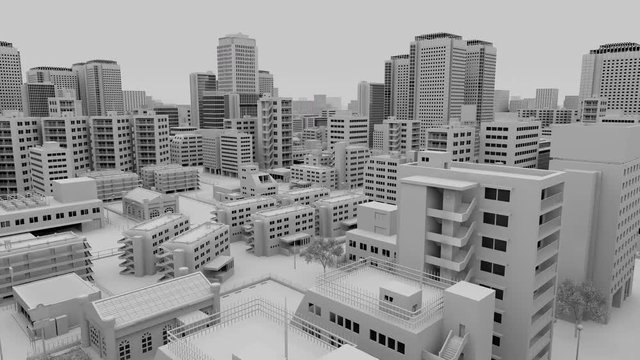 ビル群_白