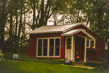 Fototapeta na wymiar The little red prayer shack
