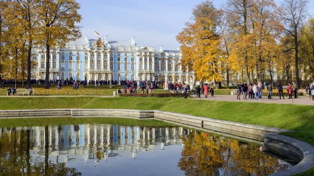 Time-lapse shooting in 4K, view of the Catherine Palace in Tsarskoye Selo, Saint-Petersburg