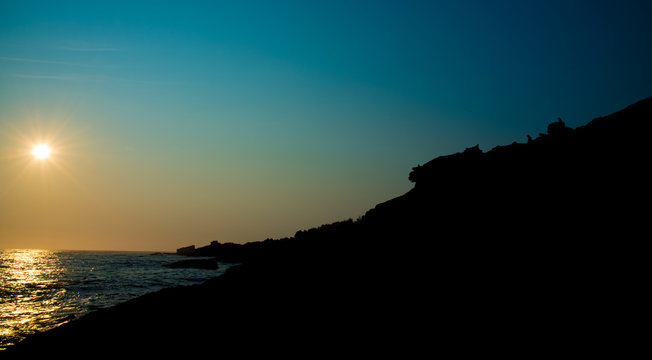 Sunset over the Pacific from Route 1