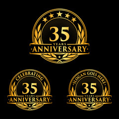 35 Years Anniversary Set. 35th Celebration Logo Collection. Vector and illustration.