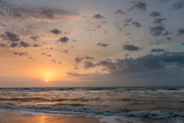 Sunset on the sea orange blue colors