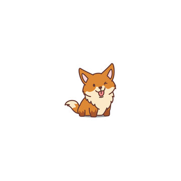 Cute fox winking cartoon icon, vector illustration
