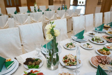 Wedding table setting. concept design of the hall