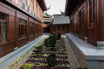 ornamental, decorative, garden, outdoors, outside, buildings, jade buddha temple, shanghai, china,...