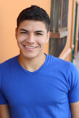 Natural young man smiling close up