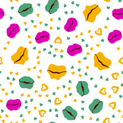 Woman lips seamless pattern doodle modern pop art