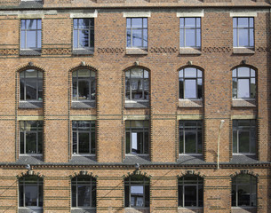 Facade of a historic building in the Speicherstadt Hamburg, Germany