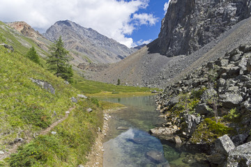 Fototapeta na wymiar Small lake in the mountains.