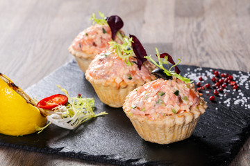 Canape with shrimp salad