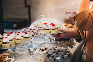 Cakes and sweets in shop
