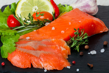 Raw trout fillet