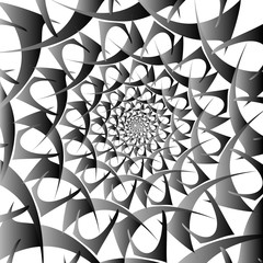 Abstract spiral figure rotation. Square Background black on white