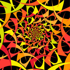 Multicolor festive Abstract spiral figure rotation. Black background