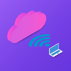 Connecting to the Internet using Wi-Fi. Vector illustration .
