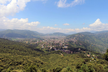 Naklejka na ściany i meble The view of Kathmandu Valley as seen from Dhulikhel after a short hike