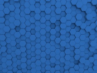 Blue hexagons technological background. 3d rendering.