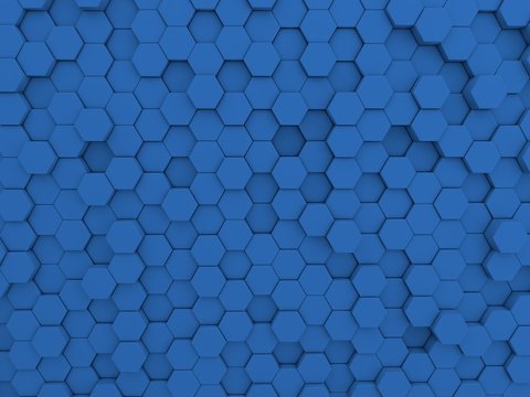 Blue hexagons technological background. 3d rendering. © dibas99