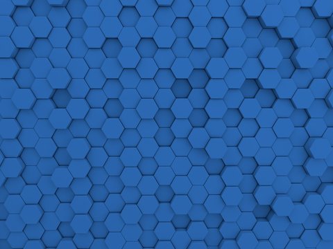 Blue hexagons technological background. 3d rendering. © dibas99