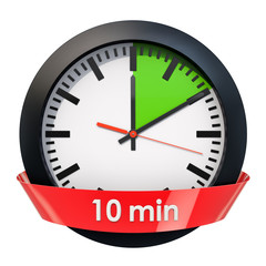 Clock face with 10 minutes timer. 3D rendering