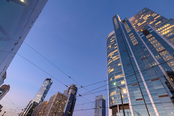 Warsaw central business district with the Rondo 1 Office building.