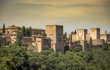 Fototapeta na wymiar The Alhambra Royal Palace fortress and castle in Granada, Andalusia, Spain