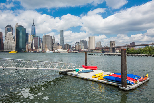 Kayak Dock In The Shore Of Lower Manhattan, New York