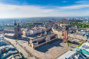 Fototapeta na wymiar Krakow main square aerial view